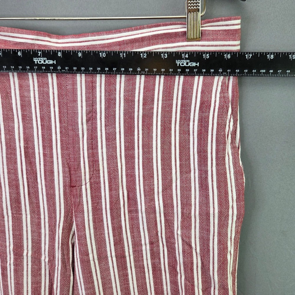 Banana Republic Rowan Wide Leg Pants 14 Red White Stripe Cotton Rayon Relaxed - Picture 2 of 7